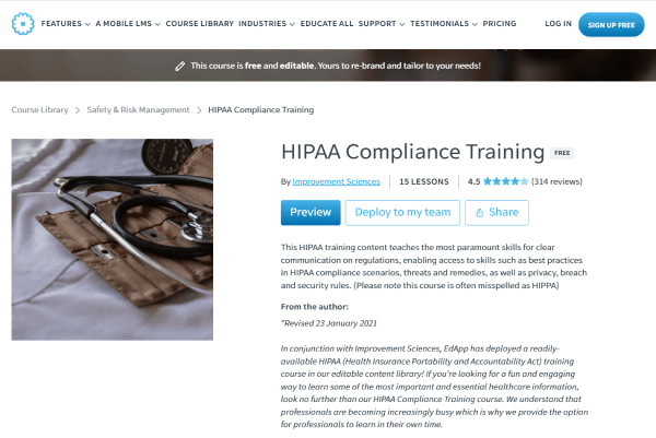 EdApp HIPAA Compliance Training