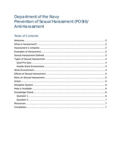 Department Of The Navy Prevention Of Sexual Harassment 