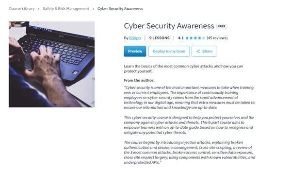 Security Awareness Training Topics - SC Training (formerly EdApp) Cybersecurity Awareness