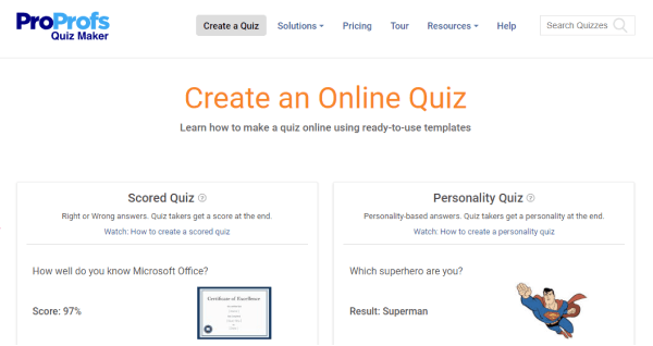 Online Quiz Creator - ProProfs