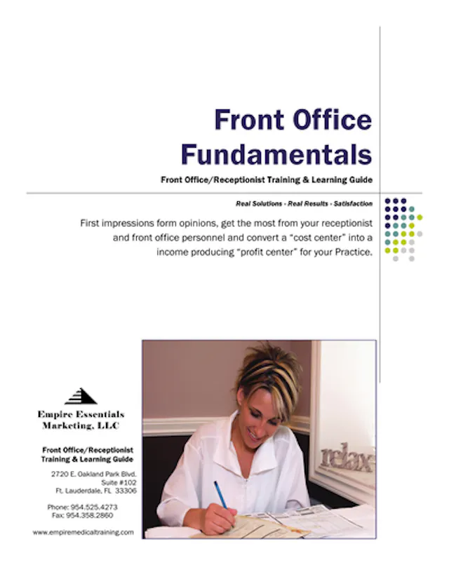 Reception Training Packet Free Receptionist Training Manual Template and Mobile Courses | SC Training