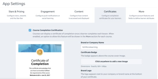 EdAPp course completion certificate