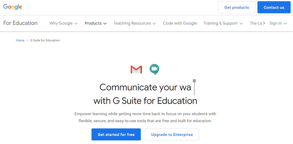 Social Learning Platform Example - G Suite for Education