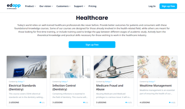 Health Training Software - EdApp course library