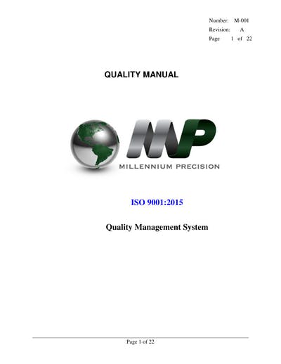 Quality Manual Iso 9001:2015 Quality Management System