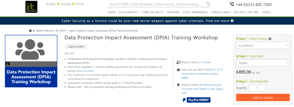 IT Governance GDPR Compliance Training Course - Data Protection Impact Assessment Training Workshop