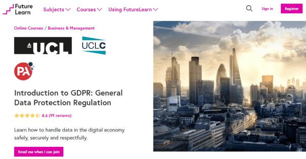 FutureLearn Data Protection Course - Introduction to GDPR