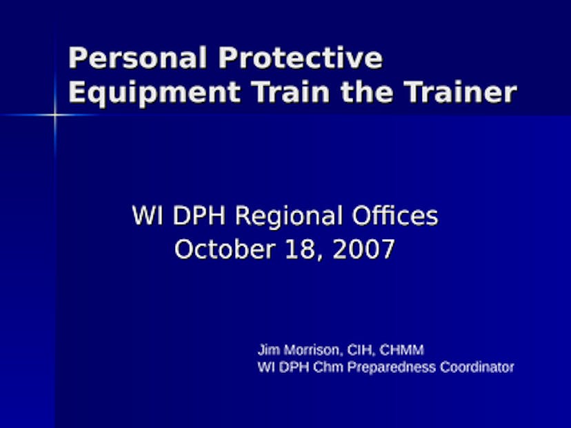 Personal Protective Equipment Training