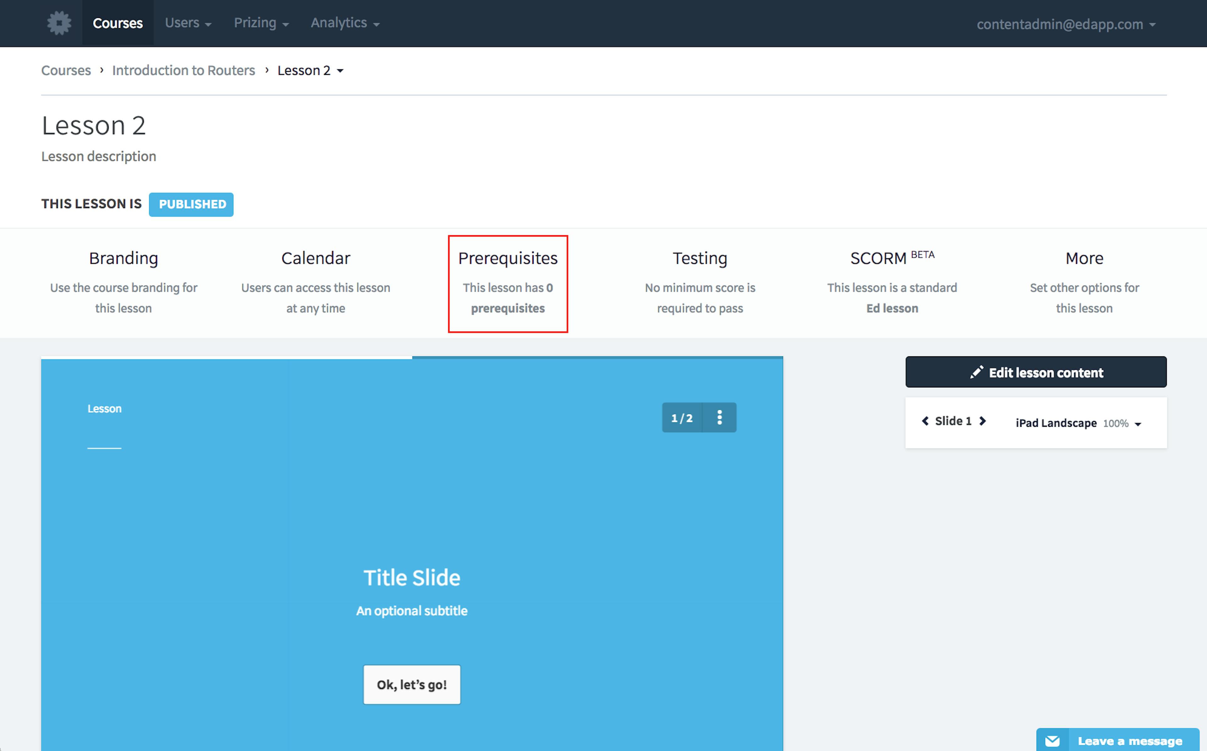 SC Training (formerly EdApp) Authoring Tool - Select Prerequisites