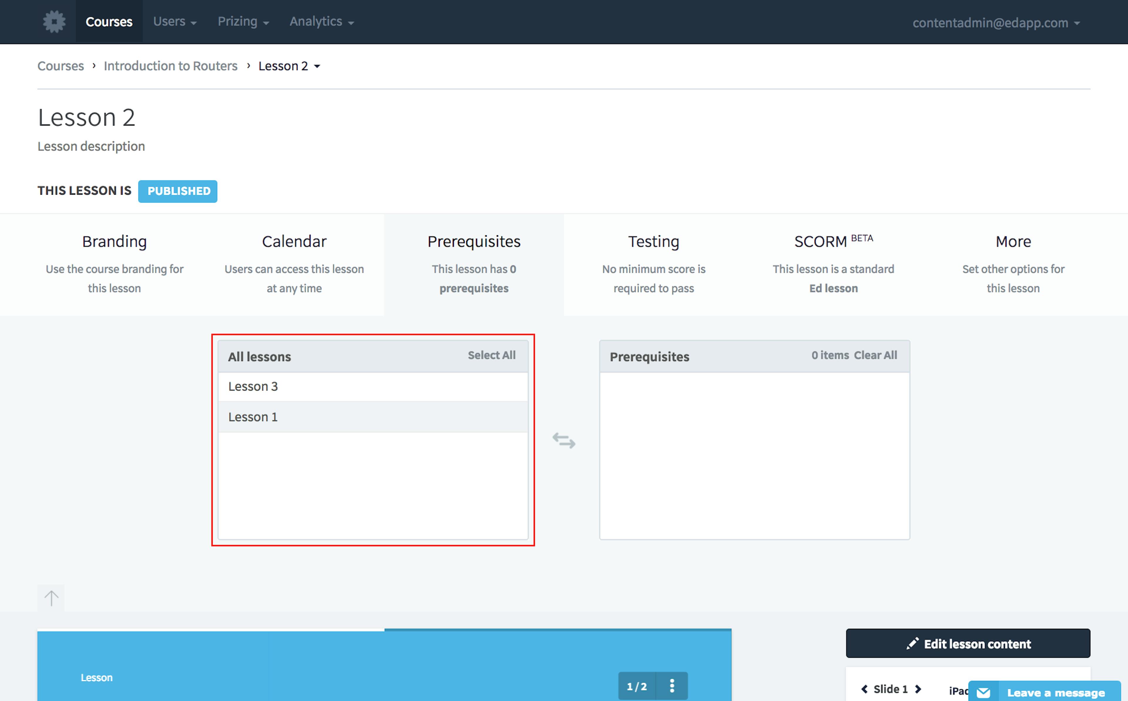 SC Training (formerly EdApp) Authoring Tool - Select Lessons