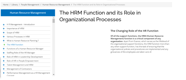 HR Articles - The HRM Function and its Role in Organizational Processes by Management Study Guide (MSG)