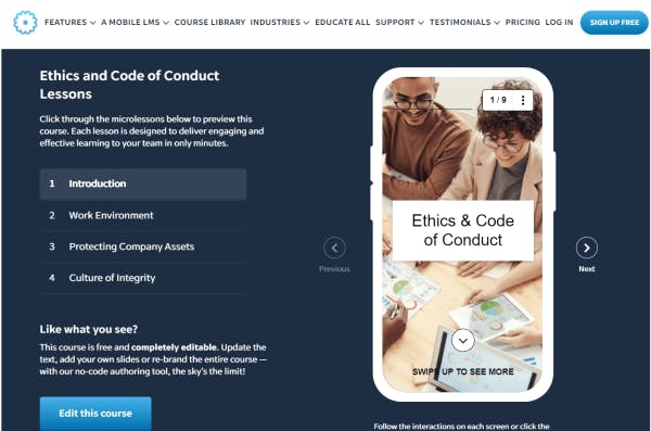 Compliance Courses Online Free - EdApp Ethics and Code of Conduct