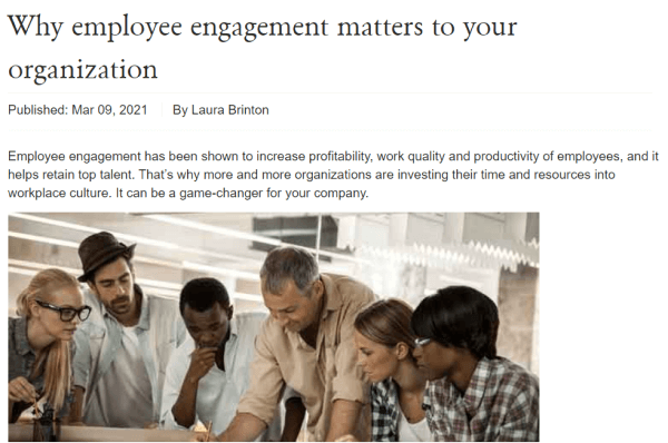 Employee Engagement Article - Washington Post