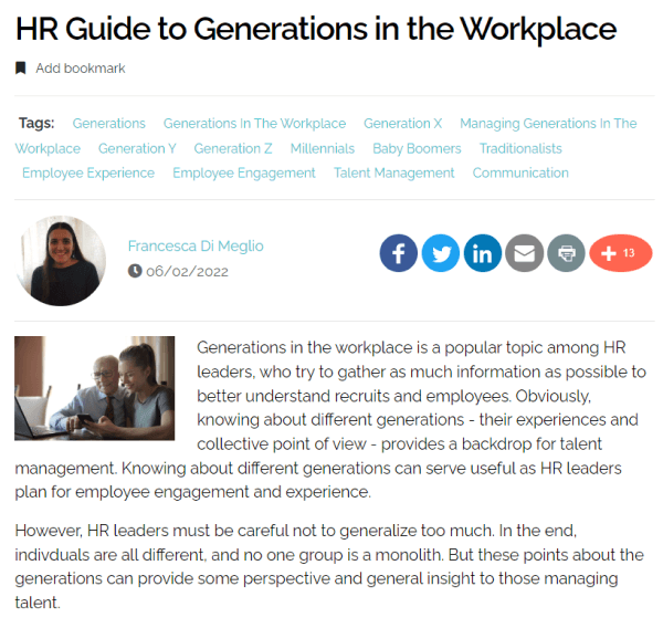 Great HR Article - HR Guide to Generations in the Workplace by HR Exchange Network