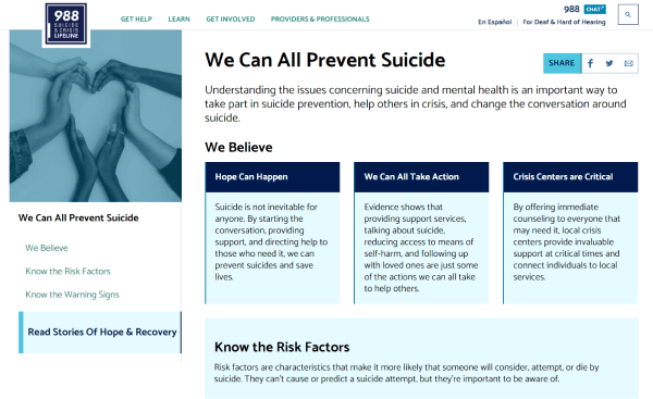 Suicide Prevention Resource - National Suicide Prevention Lifeline