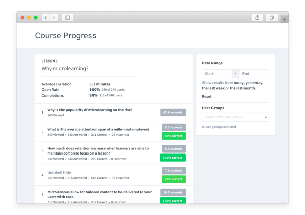 Course Management Tool - SC Training (formerly EdApp) Course Progress