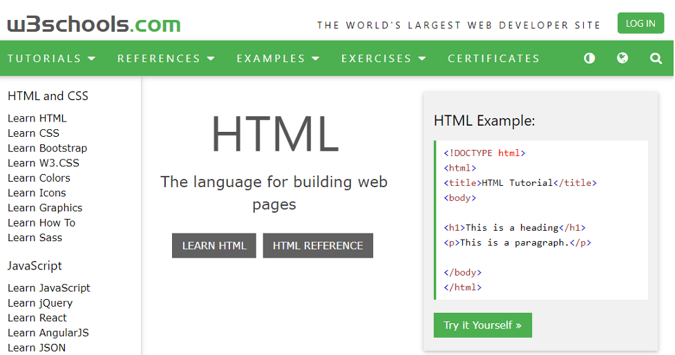 Online Training Resource - W3Schools