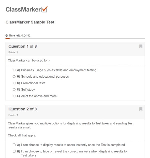 Multiple Choice Test Creator Software - Classmarker