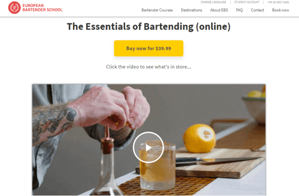 EBS Bar Training Course - The Essentials of Bartending
