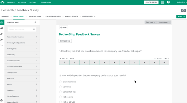 Multiple choice test generator - Survey Monkey