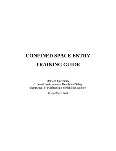 Confined Space Entry Training Guide