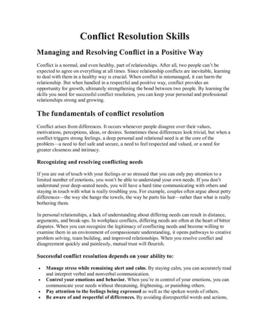 Conflict Resolution Skills