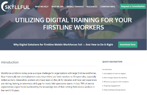 Skyllful first line training solutions