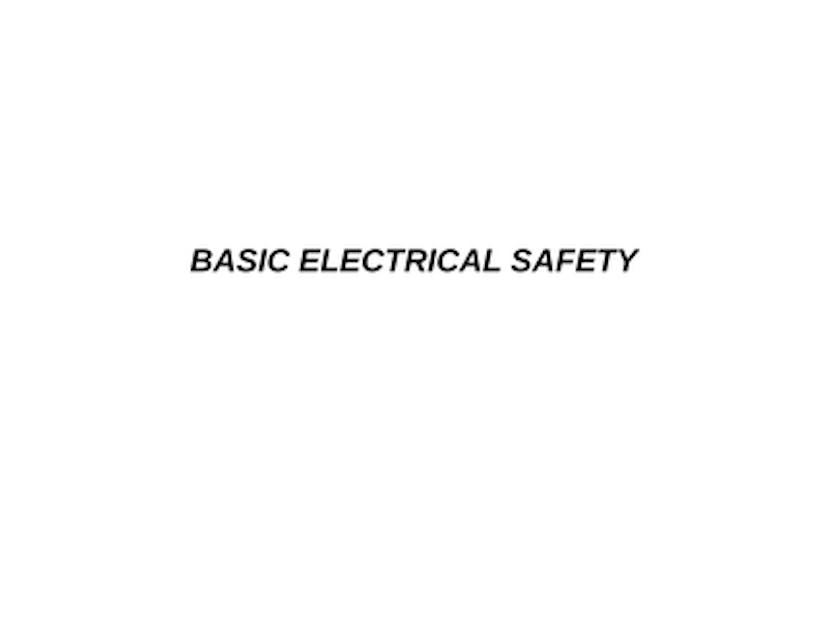 Basic Electrical Safety