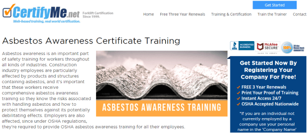 Certify Me Asbestos Awareness Course - Asbestos Awareness Training