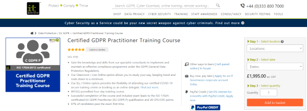 IT Governance GDPR Compliance Training Course - Certified GDPR Practitioner Training Course