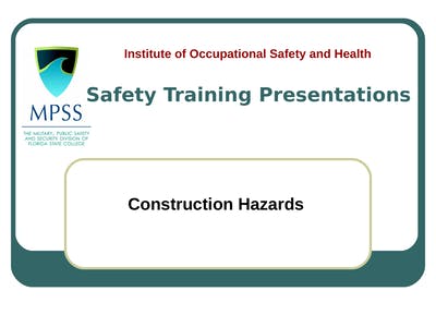 Construction Hazards Safety Training Presentations 