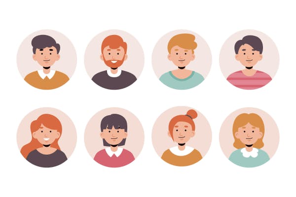Illustration of a diverse set of users as icons