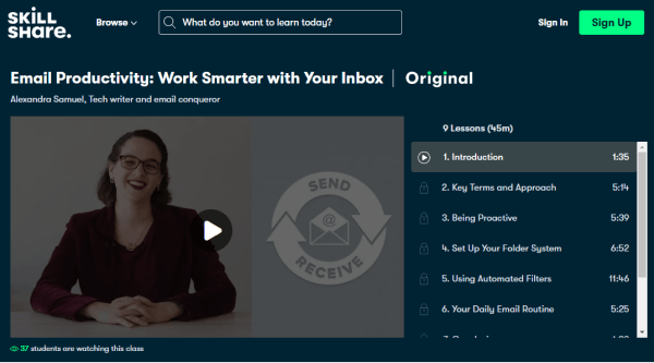 Skillshare Microlearning Course to Improve Work Performance-Email Productivity: Work Smarter with Your Inbox