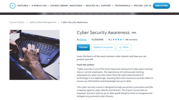 Compliance Courses Online Free - EdApp Cybersecurity Awareness