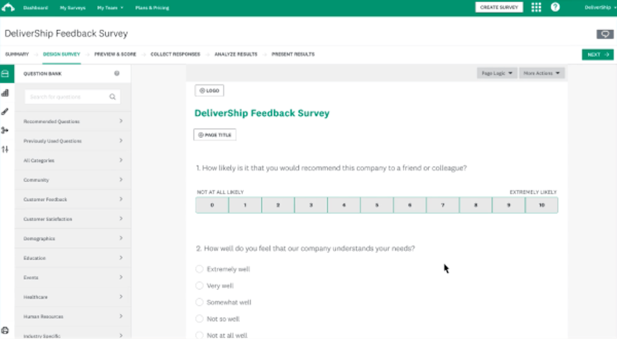 Créateur de questions à choix multiples - Survey Monkey