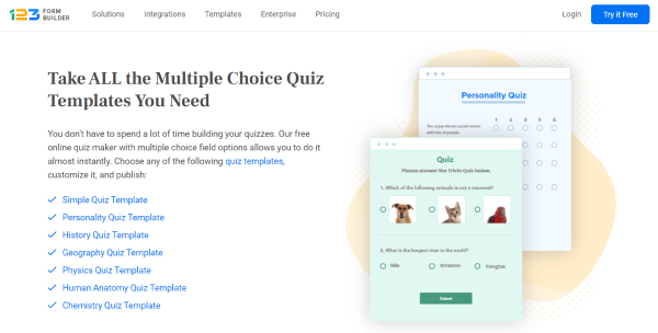 Multiple choice test generator 123 Form Builder