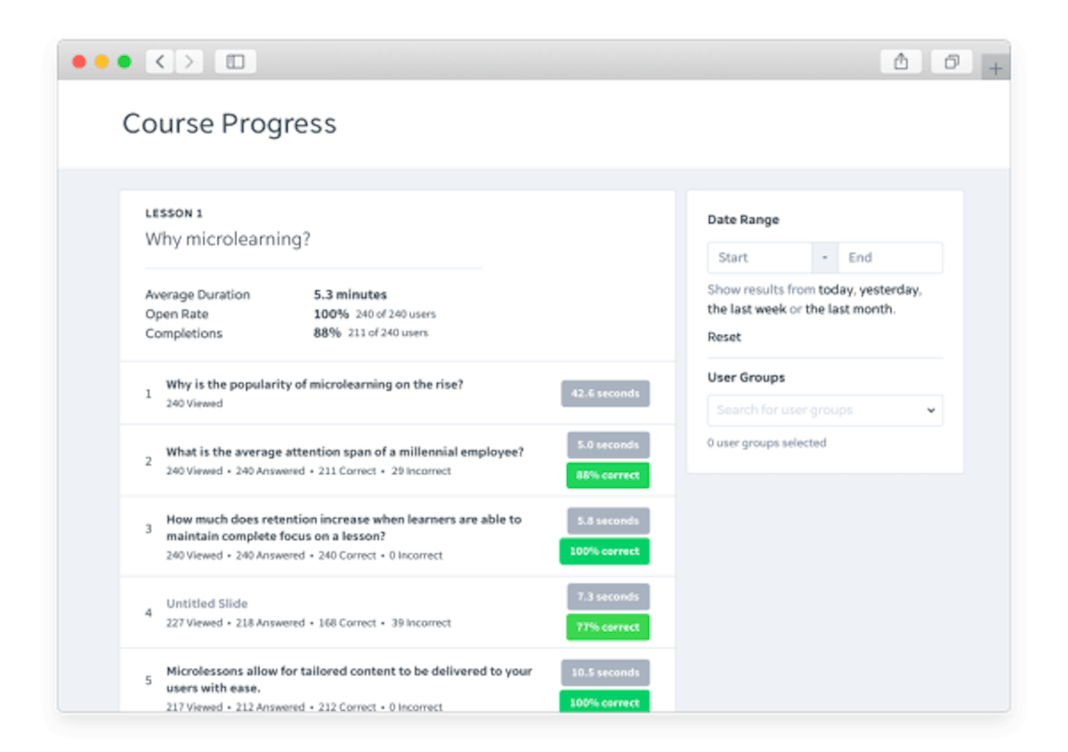 Course Management Tool - EdApp Course Progress