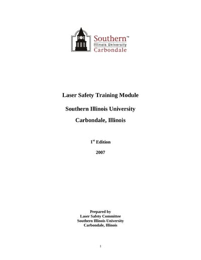 Laser Safety Training Module Southern Illinois University 