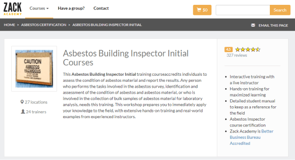 Zack Academy Asbestos Awareness Course - Asbestos Building Inspector Initial