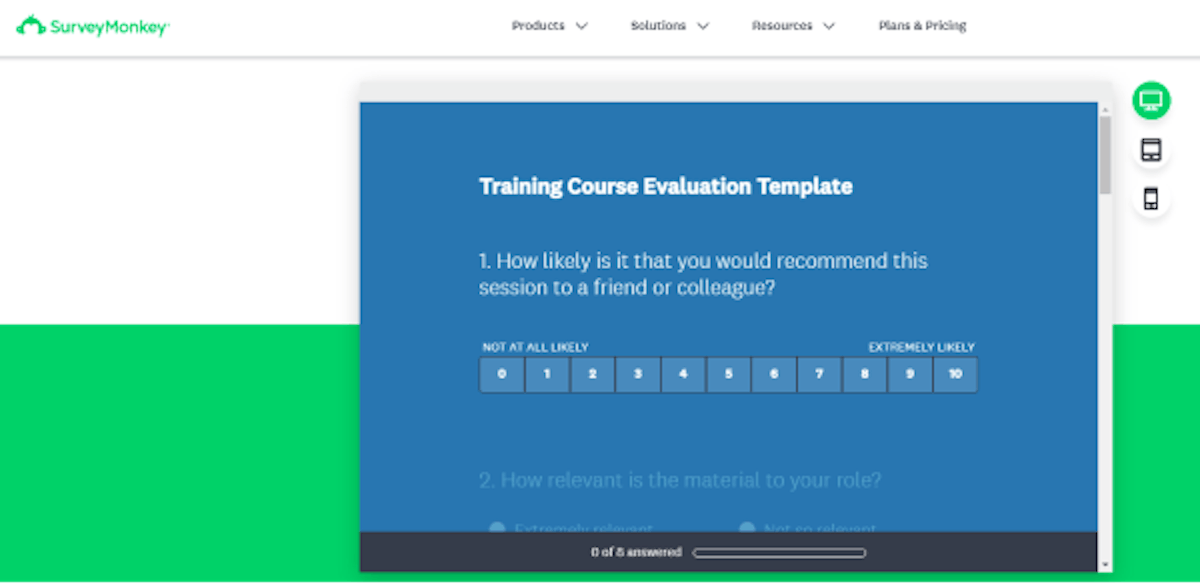 Outil d'évaluation de formations - SurveyMonkey