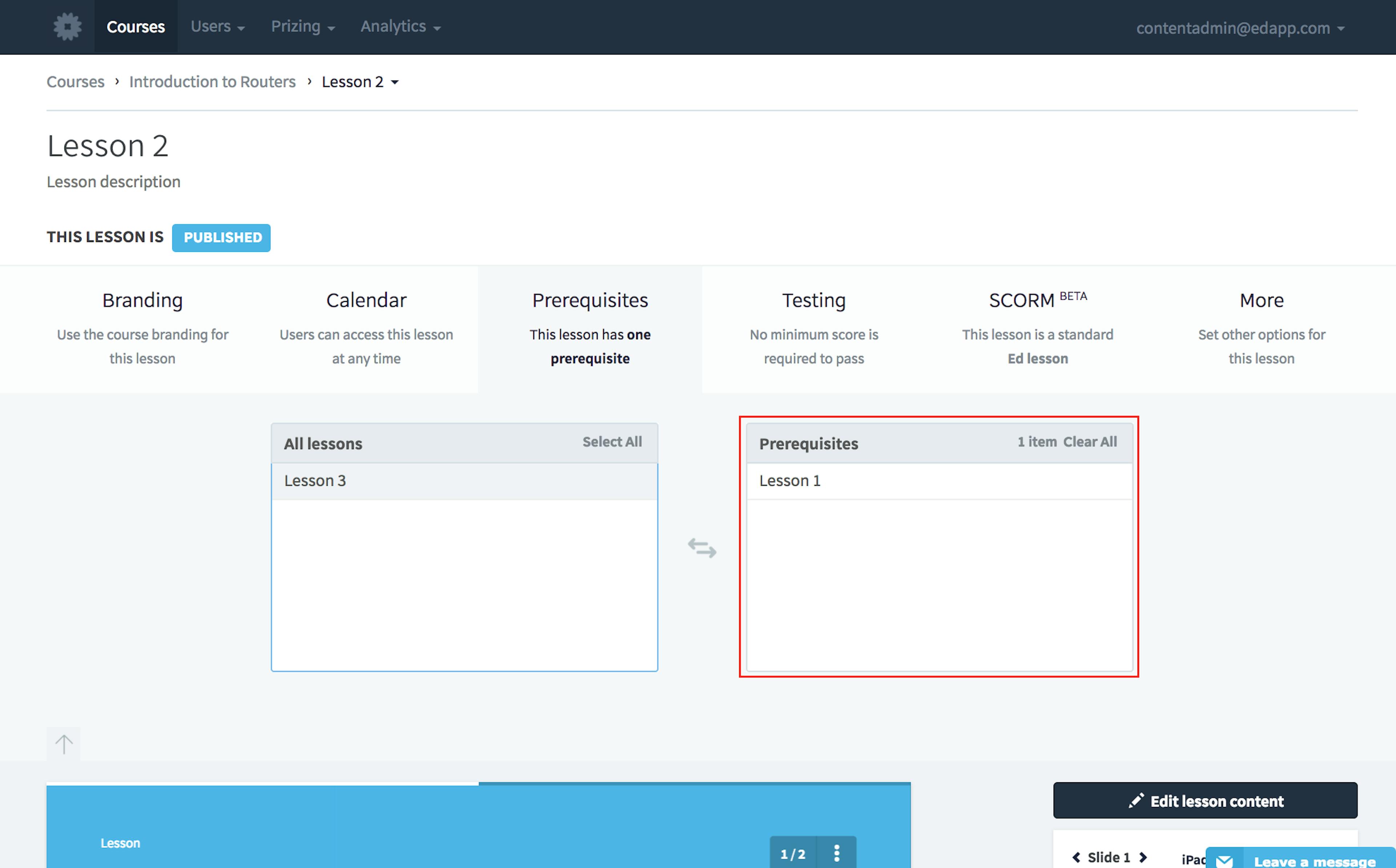 SC Training (formerly EdApp) Authoring Tool - Add Prerequisites