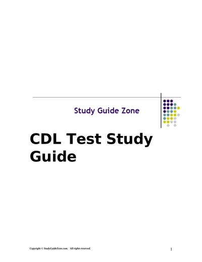 Cdl Test Study Guide