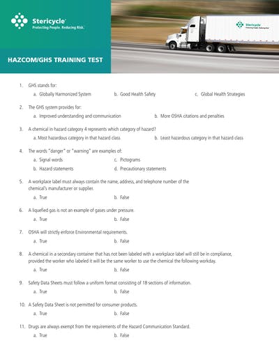 Hazcom/ghs Training Test