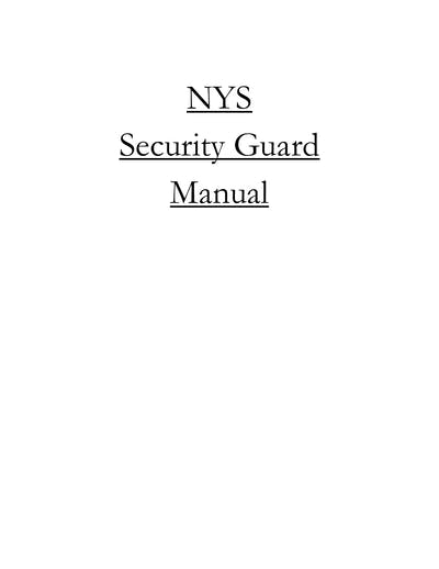 NYS Security Guard Manual