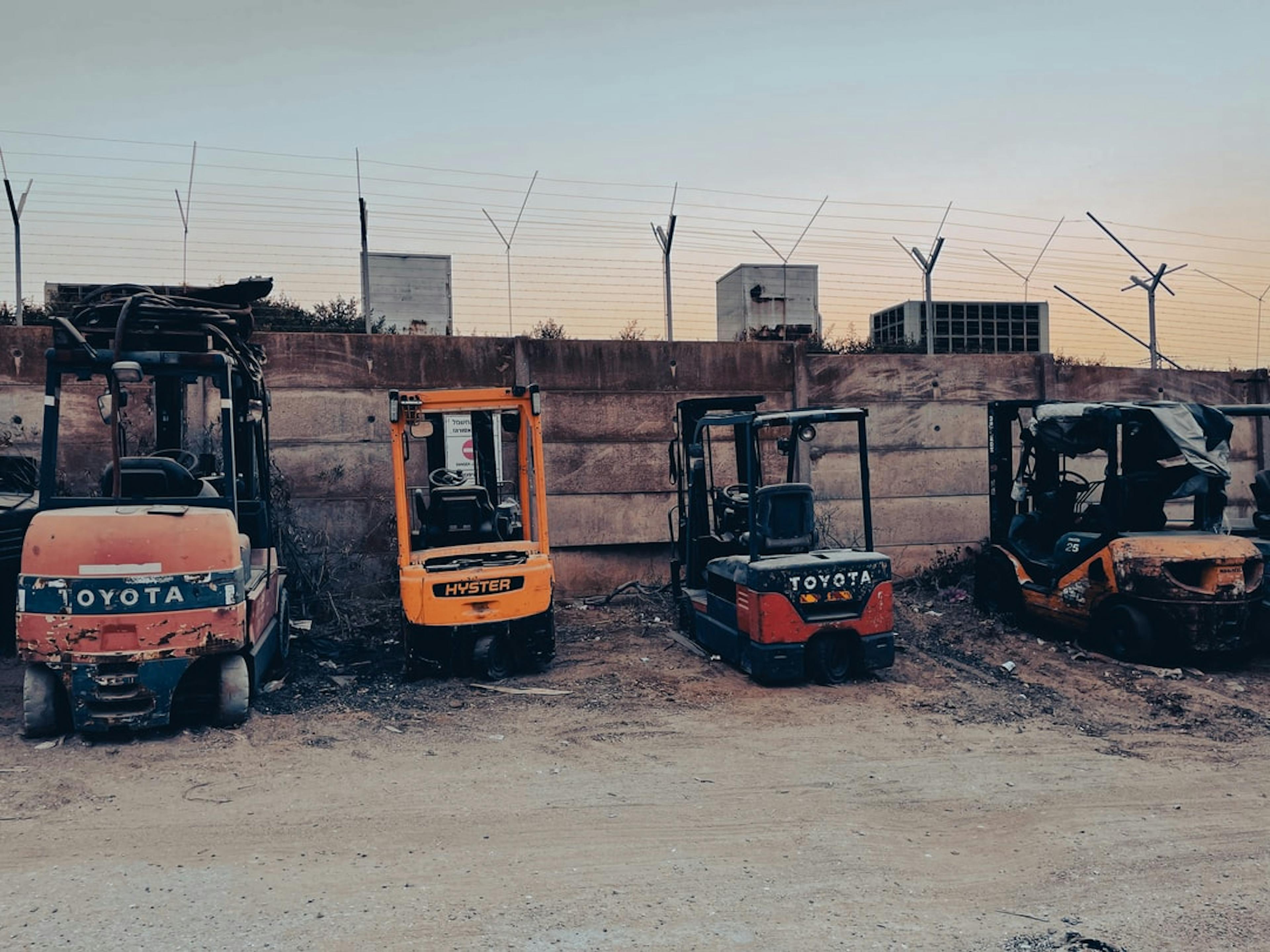 Forklifts after working hours.