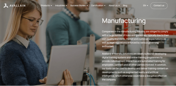 Manufacturing Training Software - Avallain