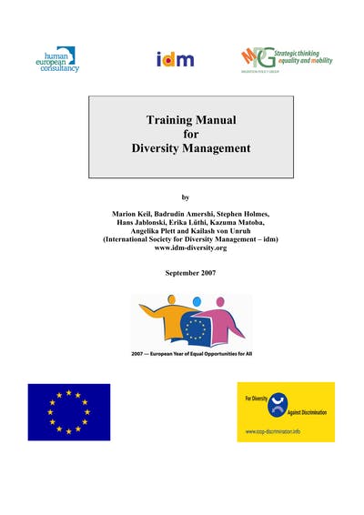 Training Manual for Diversity Management