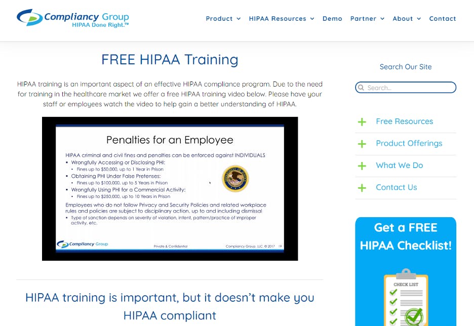Free HIPAA Training - Compliancy Group