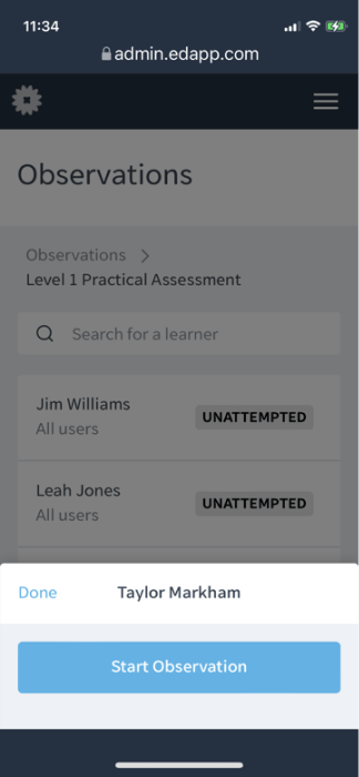 Hybrid learning tool - SC Training observations