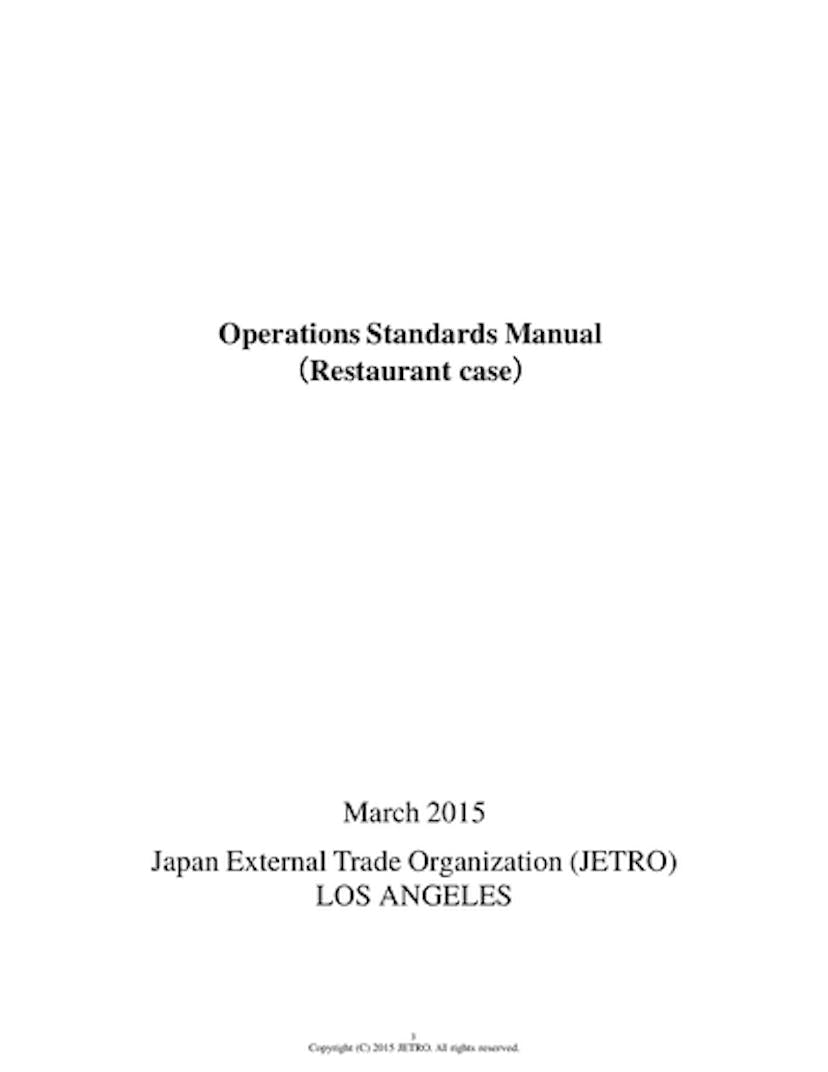 Operations Standards Manual （restaurant Case） March 